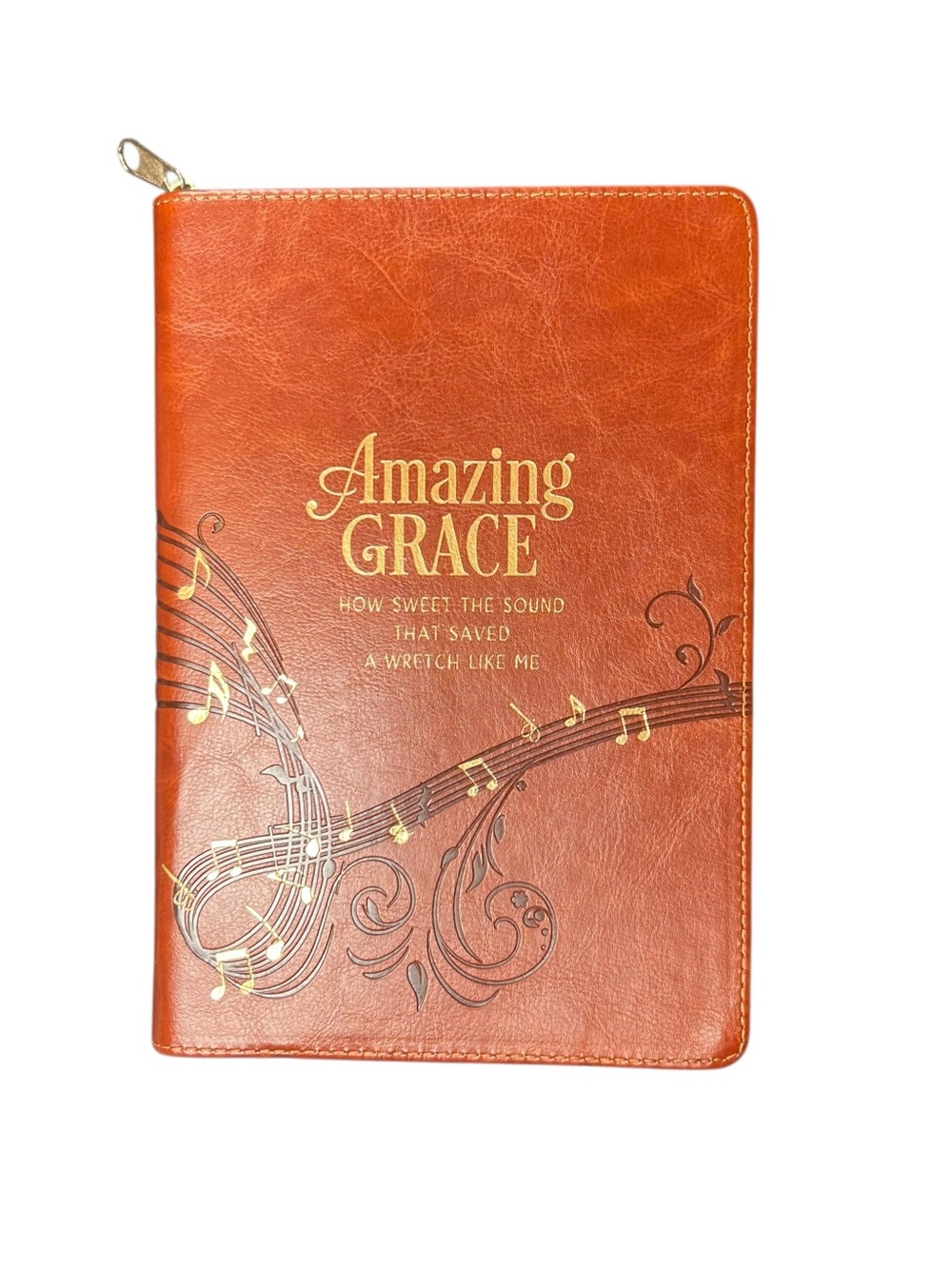 Amazing Grace Zippered Journal - Brown Faux Leather - Picture 2 of 12